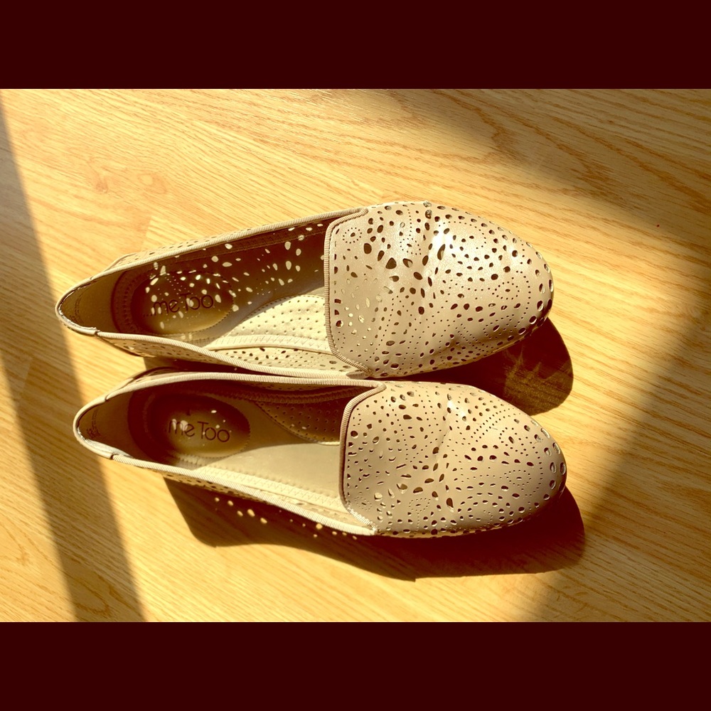 Taupe flats with laser cut outs